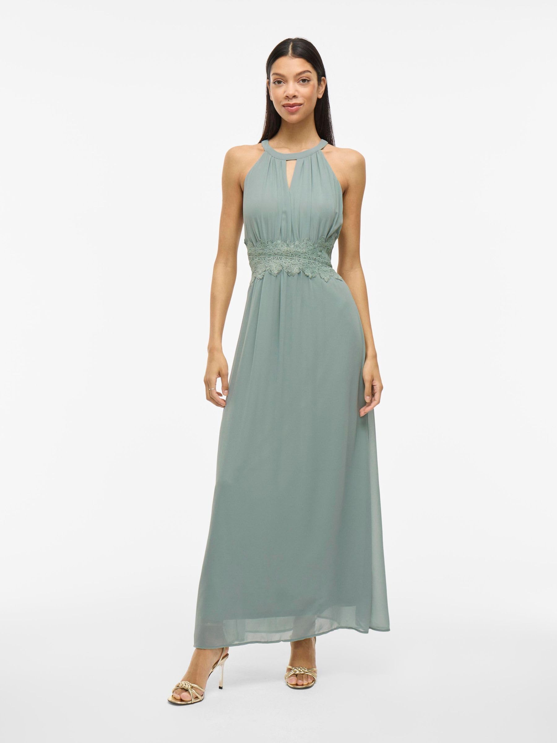 Vila Female Damen Neckholder Maxikleid, ärmelloses Sommerkleid für Urlaub, Party und besondere Anlässe VIMILINA Neckholder