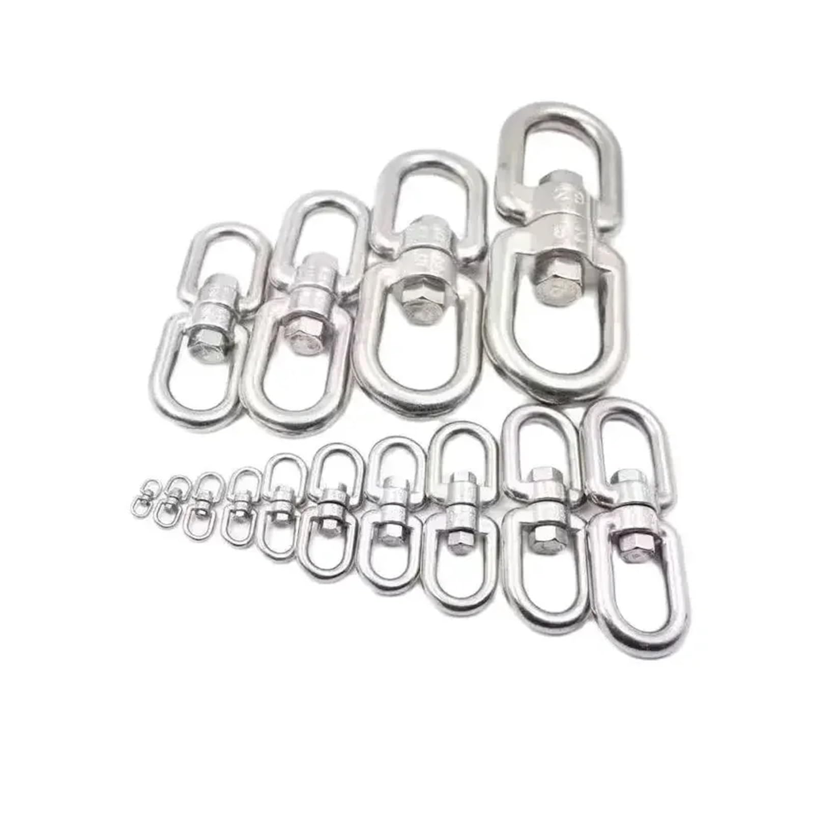 Grillete de gancho giratorio de doble extremo de acero inoxidable 304, con cadena en forma de 8 y cierre de anilla de retención M3-20, rotación de 360 grados(M8 x 2pcs)