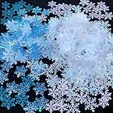 1200 Pièces Flocons de Neige Confettis de Noël, Flocon de Neige Decoration Table, Petites Confettis Snowflake Decoration pour Noël Hiver Fêtes (Blanc + Bleu)