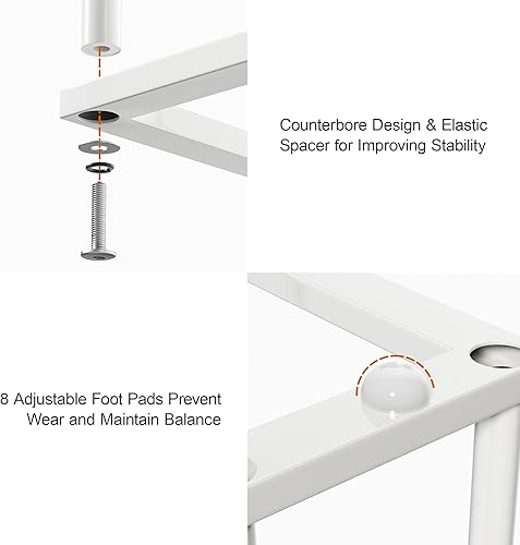 Miniatura 10 de pickpiff Zapatero de pie  Estante de metal negro para botas de dormitorio, armario, entrada, dormitorio, patio al aire libre, pasillo, negro,