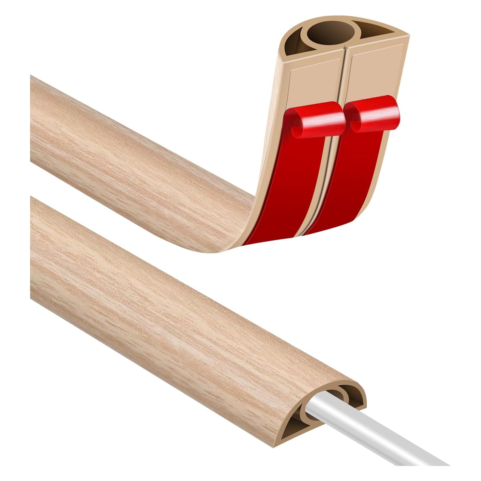 Passe Cable Sol 3M Goulotte Passe Cable Sol, Petit Canal de Cordons d'alimentation Flexible pour Le Bureau Protection des Fils Electriques et Prévention des Risques de Trébuchement