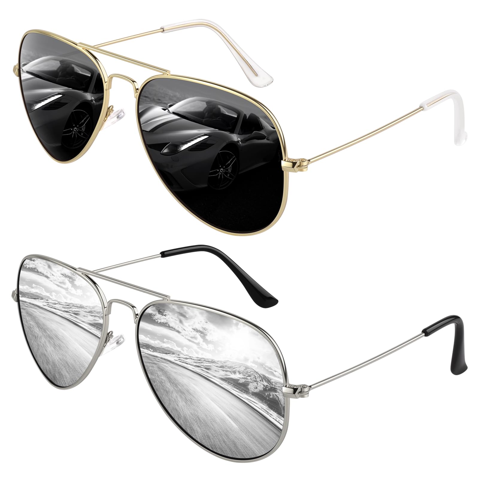 GQUEEN Gafas de Sol Hombre Mujer Metal Aleación Aviador Polarizadas UV400 Protección Clásicas para Conducir Pesca Golf