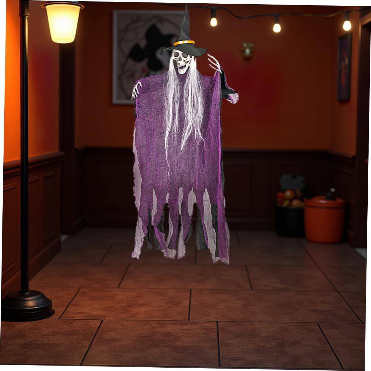 KOMBIUDA 4 Sztuki Częściowy Zawieszek Kościotrupa z Kapturem Regulowane Elementy Dekoracje Halloween Do Domu Strachów i Ogrodu Łatwe Zawieszenie Ozdoby Imprezy i Sceny Escape