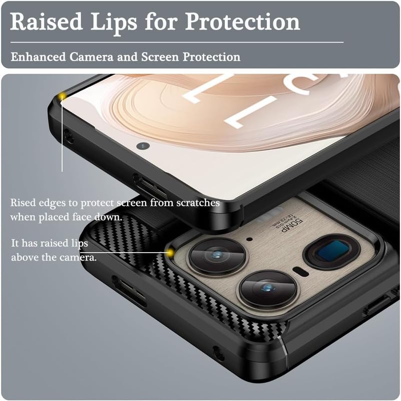 Image of NPRC Hybrid Ultra Slim Protective Case TPU Non-Slip Carbon Fiber Texture Shockproof Case Cover for Moto Edge 50 Ultra - Black