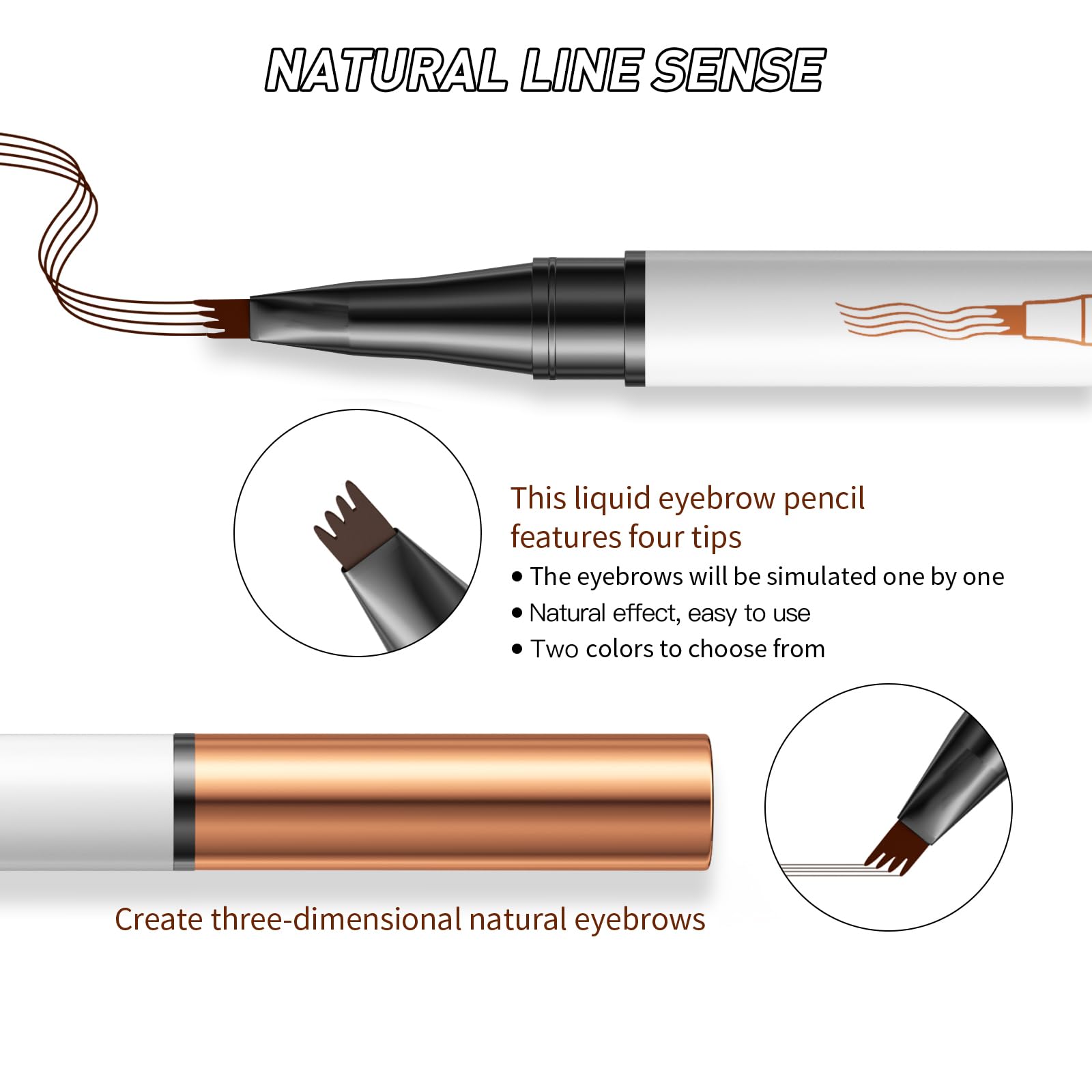 Magic Eyebrow Pencil, Kaluofan Liquid Tip Eyebrow Pen, 3D Waterproof Eyebrow Pencil Contouring Pen - Image 3