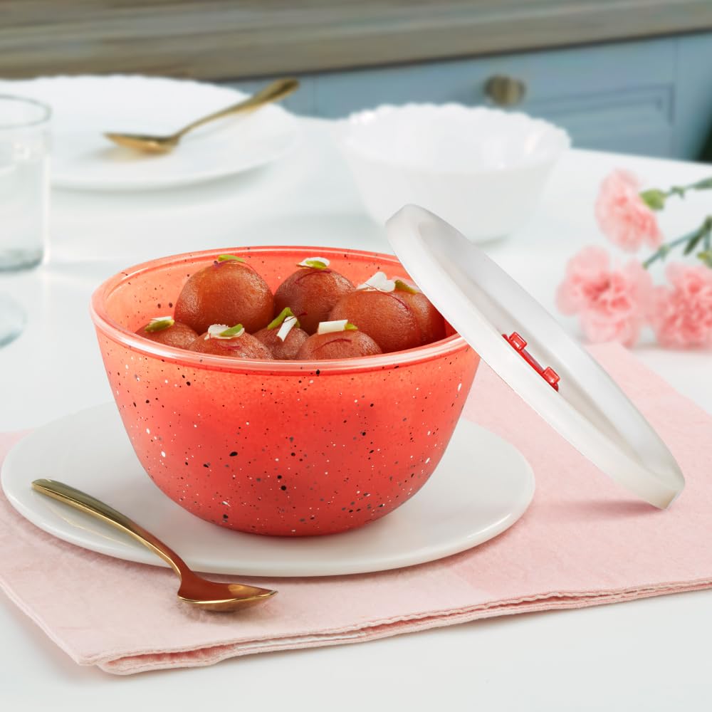 Borosil Blue Serving Bowl - 750ml with Lid -8