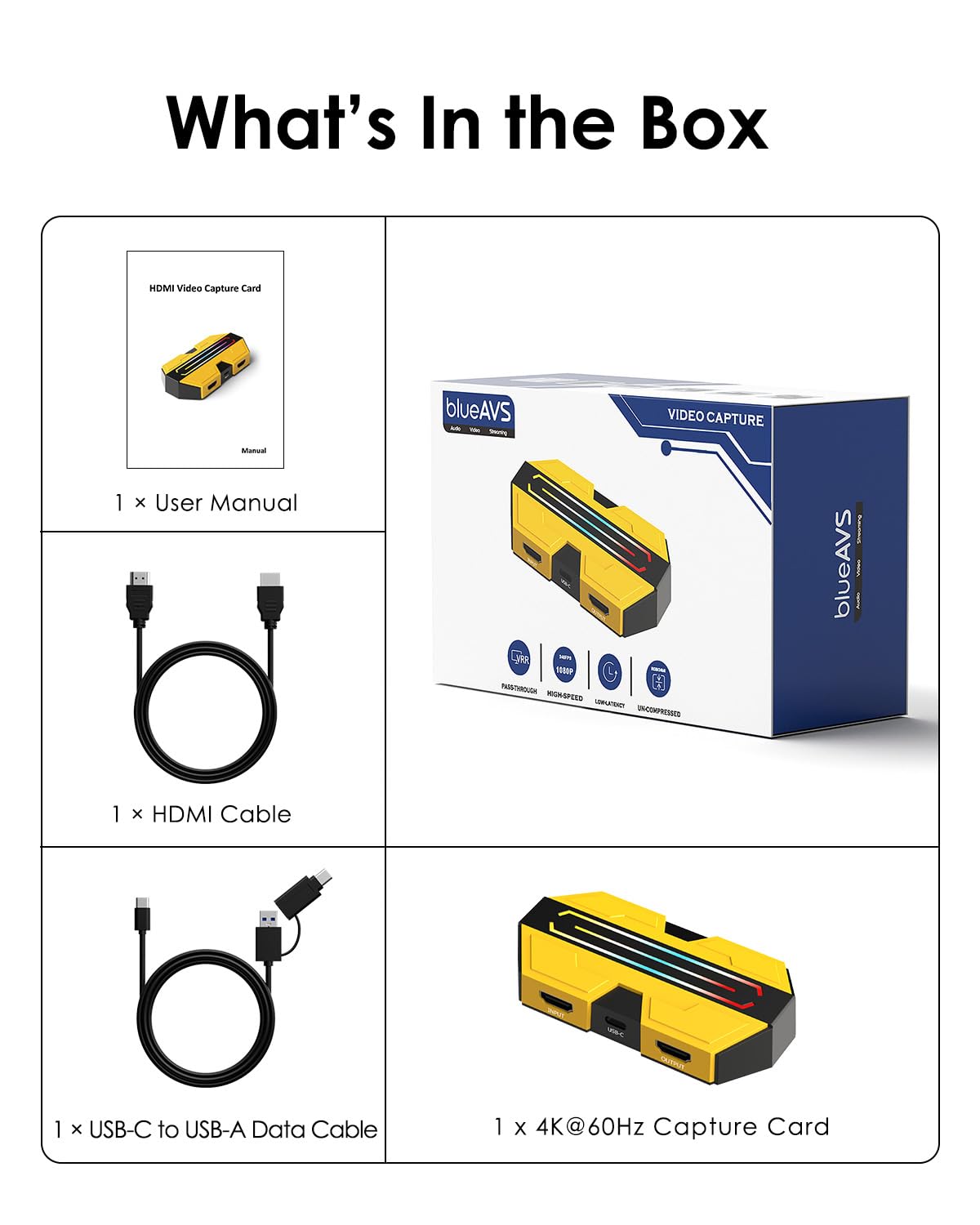 Scheda di acquisizione video HDMI 4K/60Hz e 1080P/240Hz, USB 3.0 Scheda di acquisizione giochi esterna per PS5/Xbox/Switch, Plug and Play per PC e Mac, registrazione e streaming su OBS