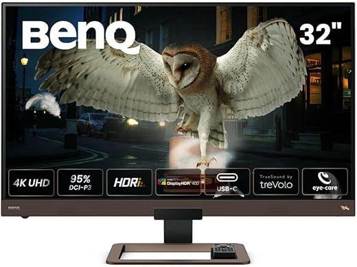 BenQ EW3280U 32 inch(81cm)Premium IPS 4K Bezel-less Monitor with REMOTE CONTROL- EyeCare,AMDFreesync,HDR10,VESA HDR400,Premium Sound with…