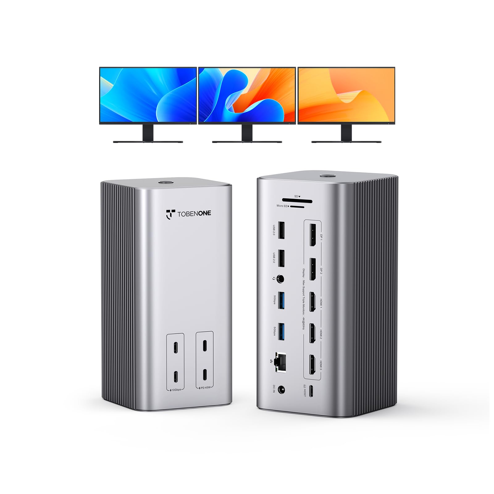 Amazon.com: TobenONE 20-IN-1 Docking Station 3 Monitors for