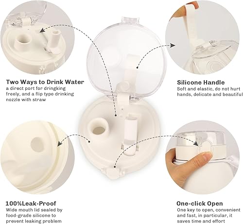 Miniatura 2 de Botella de agua aislada de 32 onzas con pajilla, bonita botella de agua de acero inoxidable a prueba de fugas, regalo para niñas y mujeres, color