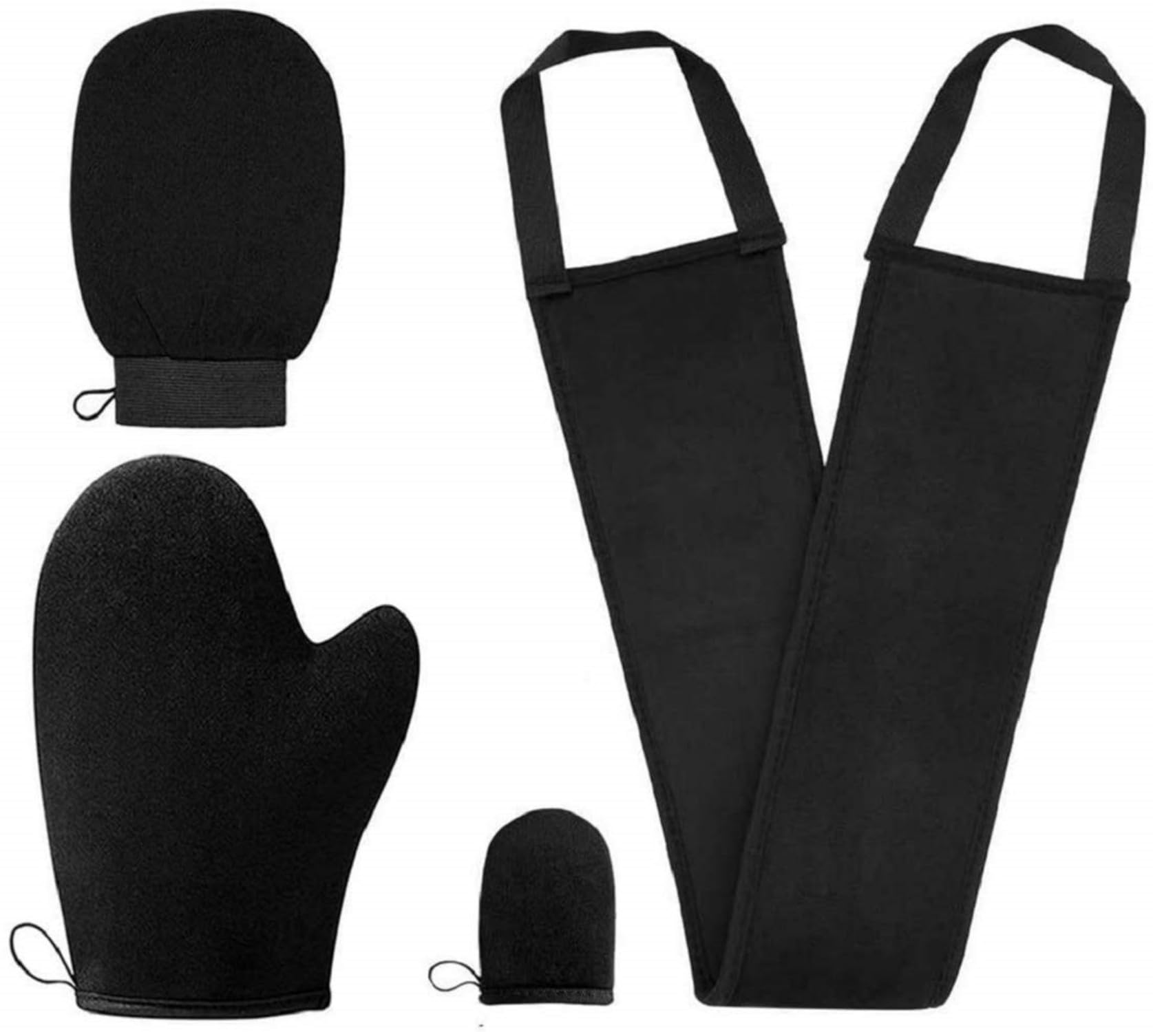 4pcs Self tanning mitt Applicator Kit 4 in 1 Self Applicator Set with Exfoliating Glove,Tan Mitt Applicator, Tanning back lotion Applicators for Your Back,Face Mitt for Tanning Lotion, Spray, Mousse