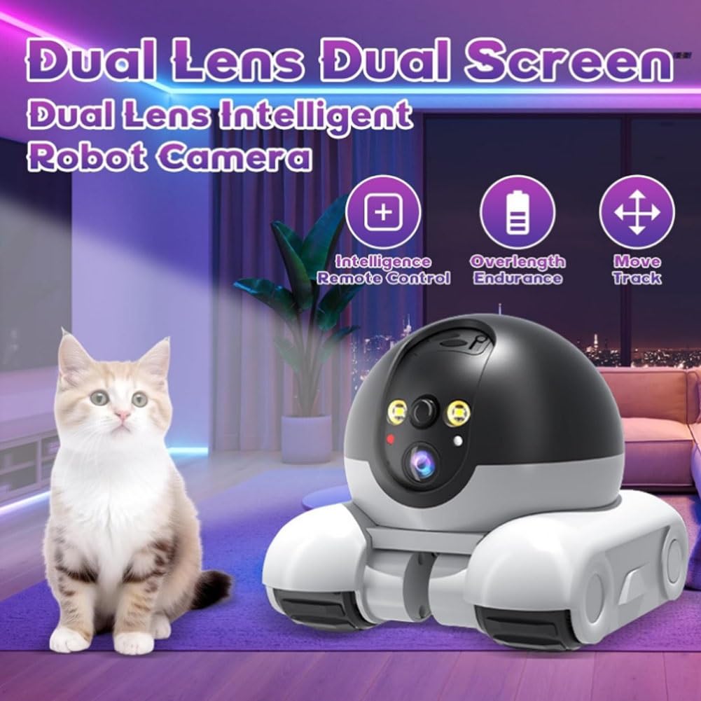 2025 New Blinky Robot Camera,360° Cameras on Wheels with 2-Way
