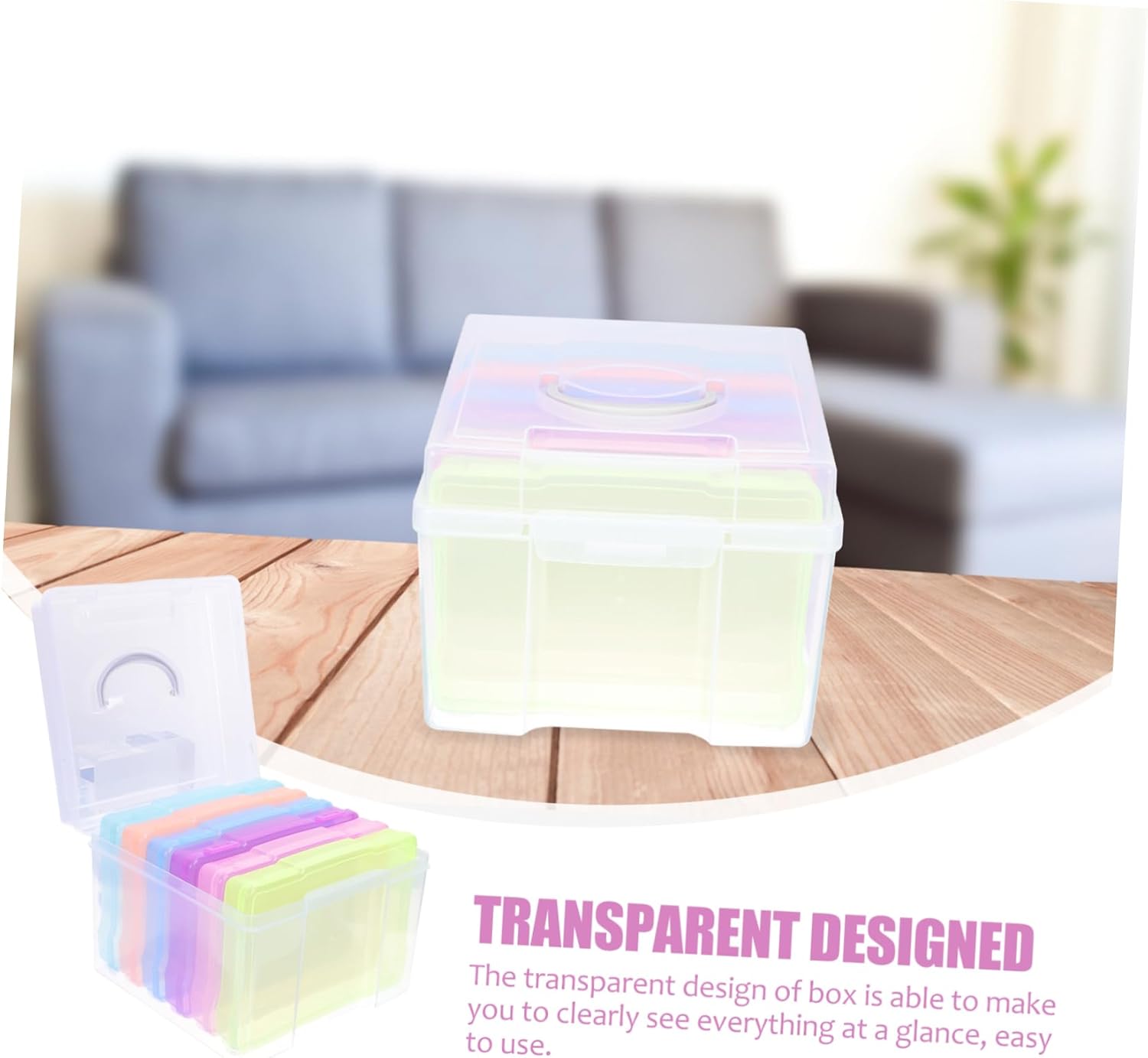 Photo Storage Box Compact Document Organizer Multi-functional Craft Storage Container