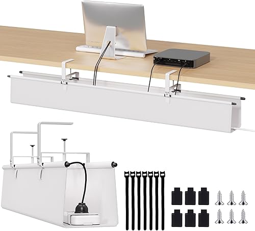 Miniatura 11 de Bandeja de organización de cables para debajo del escritorio, organizador de cables de 36 pulgadas para escritorio sin taladros, organizador de