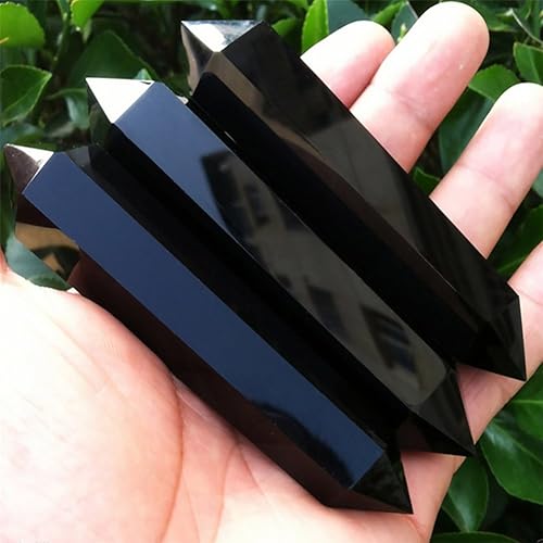 Miniatura 6 de Varita mágica hexagonal de cristal de obsidiana 100% natural, con doble punta, tratamiento de piedra de cuarzo y cristal de cristal de adorno para