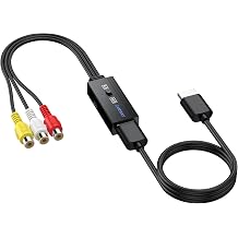 CAMWAY RCA to HDMI Converter,1080P AV to HDMI for Wii N64 PS2 VHS DVDPlayer