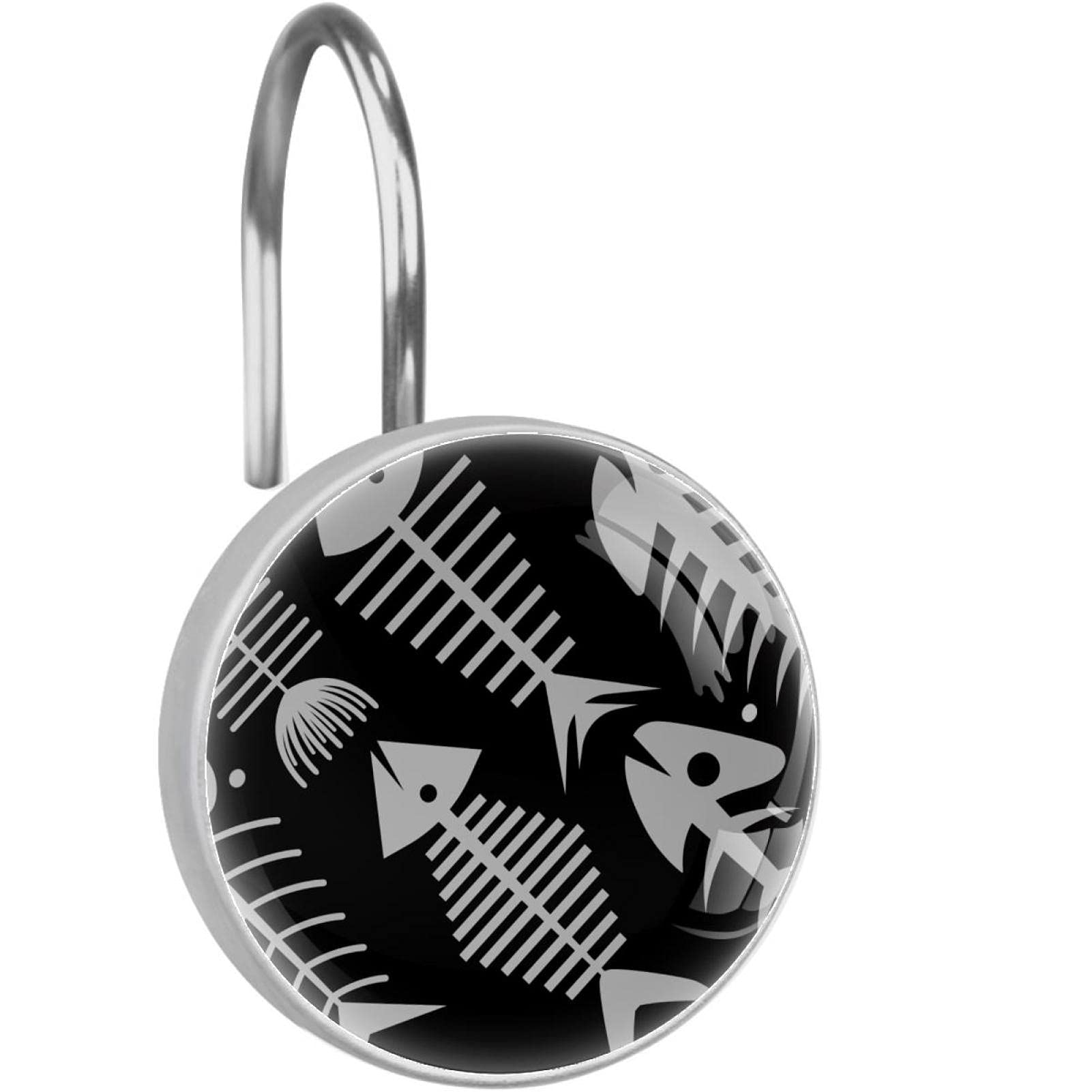 Crochets de rideau de douche inox haut de gamme : anneaux salle de bain design arêtes de poisson