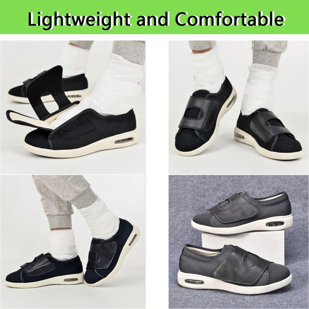 Scarpe da Ginnastica Extra Larghe, Scarpe da Passeggio per Esterni con Ampia Larghezza Regolabile, Cuscino d'Aria, Chiusure Regolabili, Scarpe da Passeggio Ortopediche,42EU