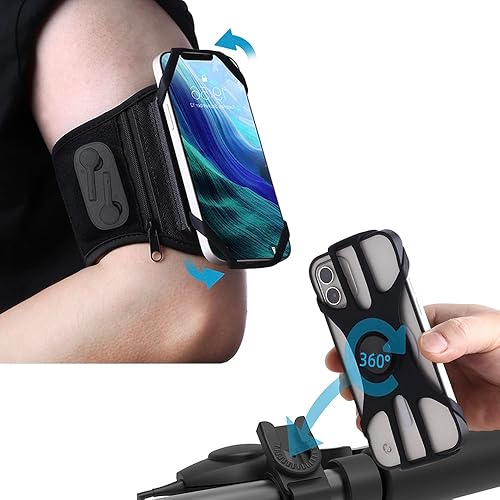 Soporte desmontable giratorio de 360 para teléfono celular con bolsa para auriculares para correr, ciclismo, brazalete deportivo universal, soporte