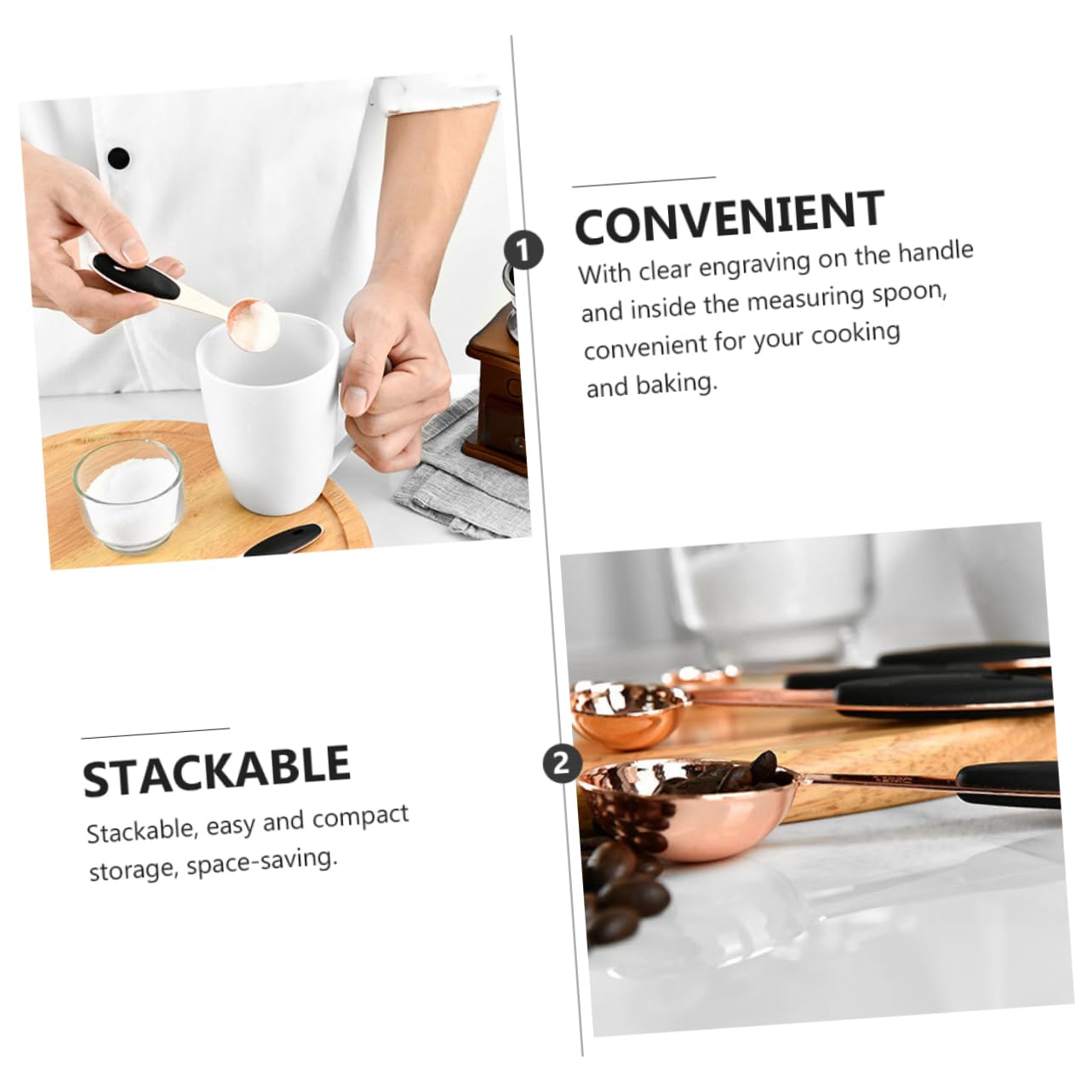 3 Juegos Cucharas Medidoras Inoxidable Hebilla Set de Utensilios de Cocina para Hornear Práctico y Compacto para Medidas Precisas