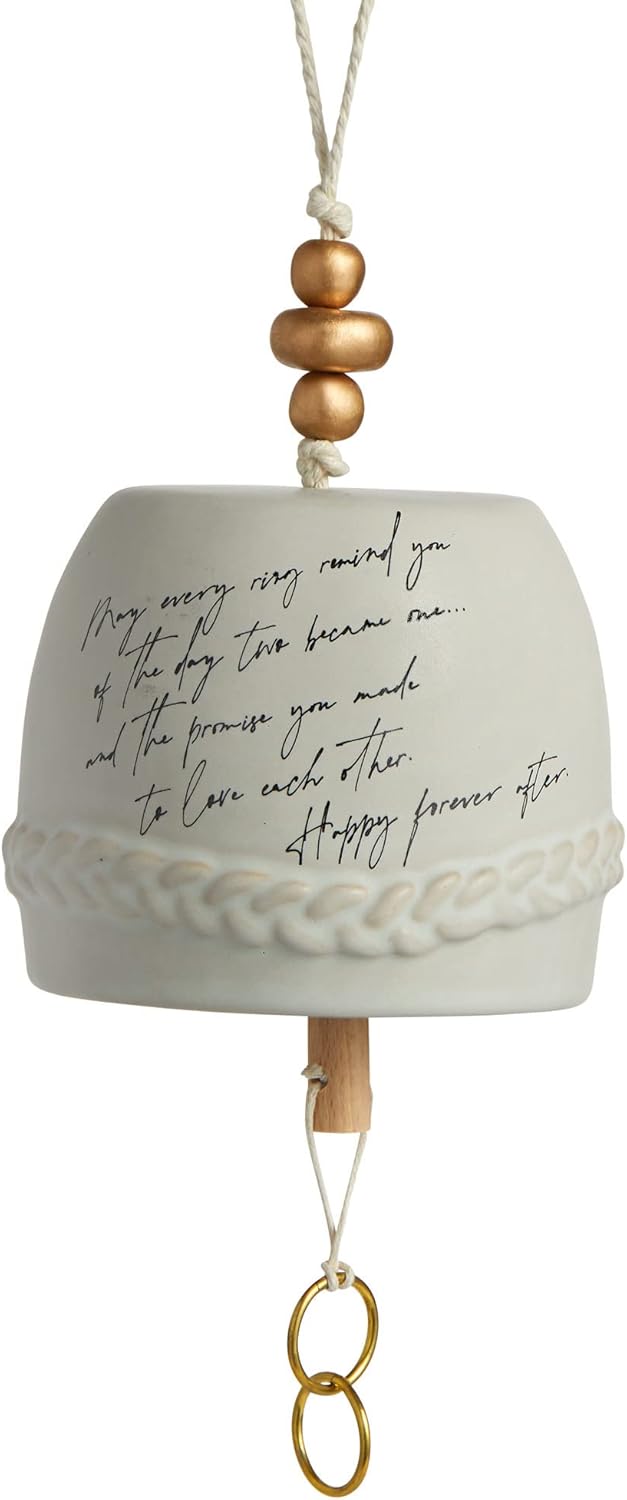DEMDACO Wedding Classic White 7 x 3.5 Ceramic Stoneware Decorative Inspired Bell