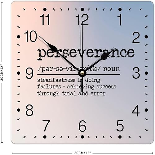 Miniatura 168 de Definición de recursos humanos Reloj de PVC con refranes inspiradores, números cuadrados, tipografía, impresión de poste de 12 pulgadas, silencioso
