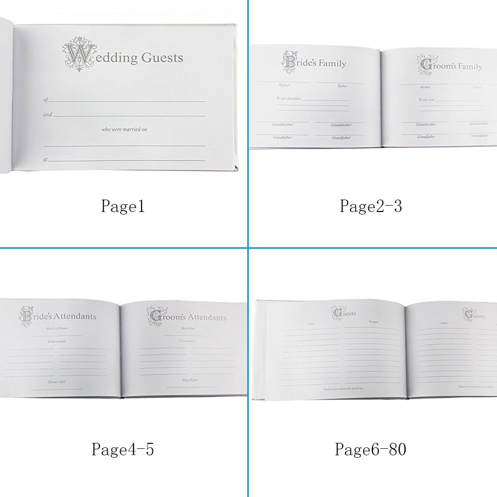 5pcs Wedding Sets Flower Girl Basket + Ring Bearer Pillow + Guest Book with Pen + Pen Set Holder + Bride Garter with 2 Rhinestone Hearts for Rustic Bridal Wedding Shower Ceremony, Pink