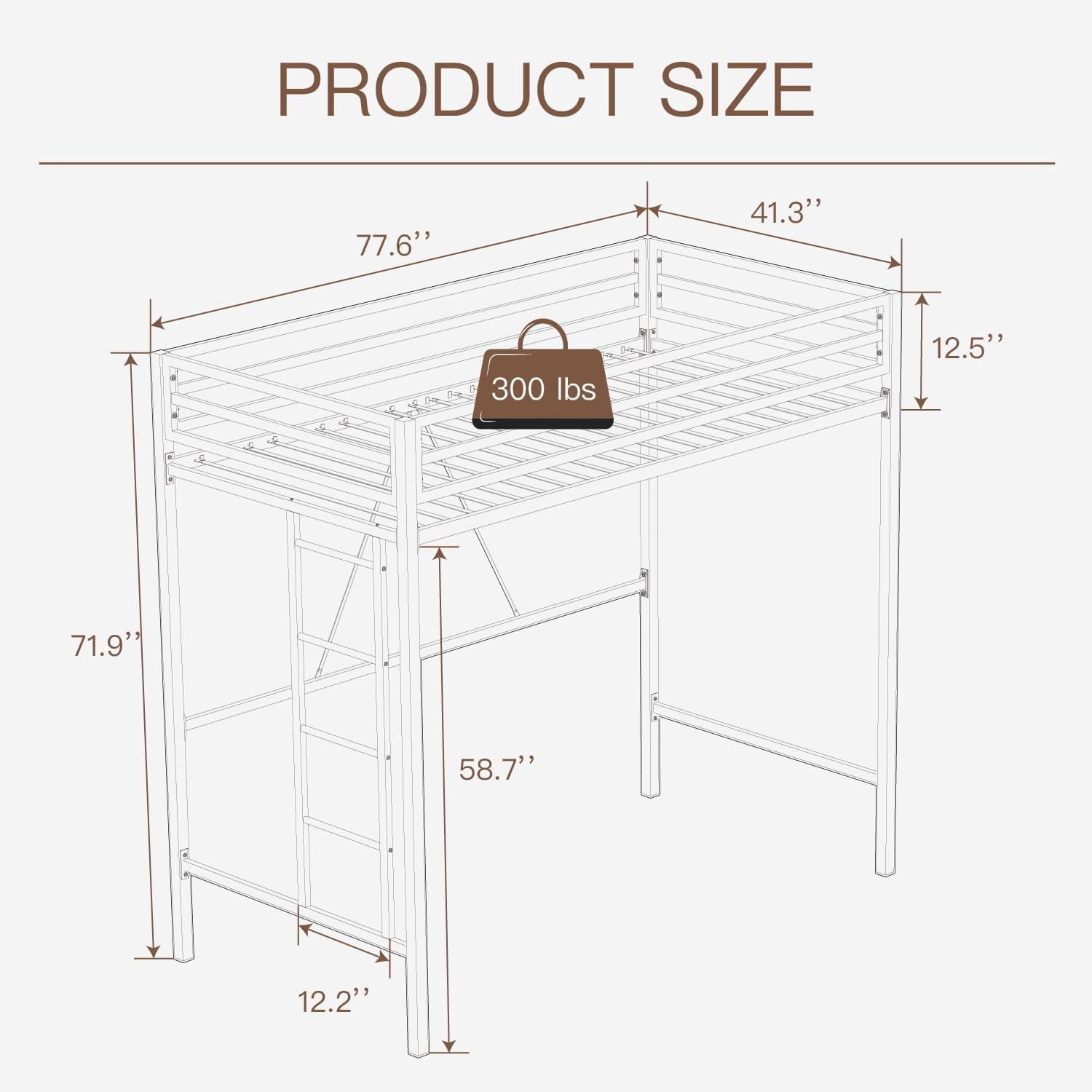 Close-up of the ikalido loft bed ladder with round, non-slip pedals