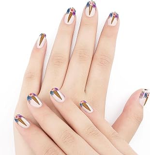 Full Wrap Nail Polish Strips Stickers Self Adhesive Nail Art Decals Unicorns Face for Women DIY Decorations, 5 Sheet