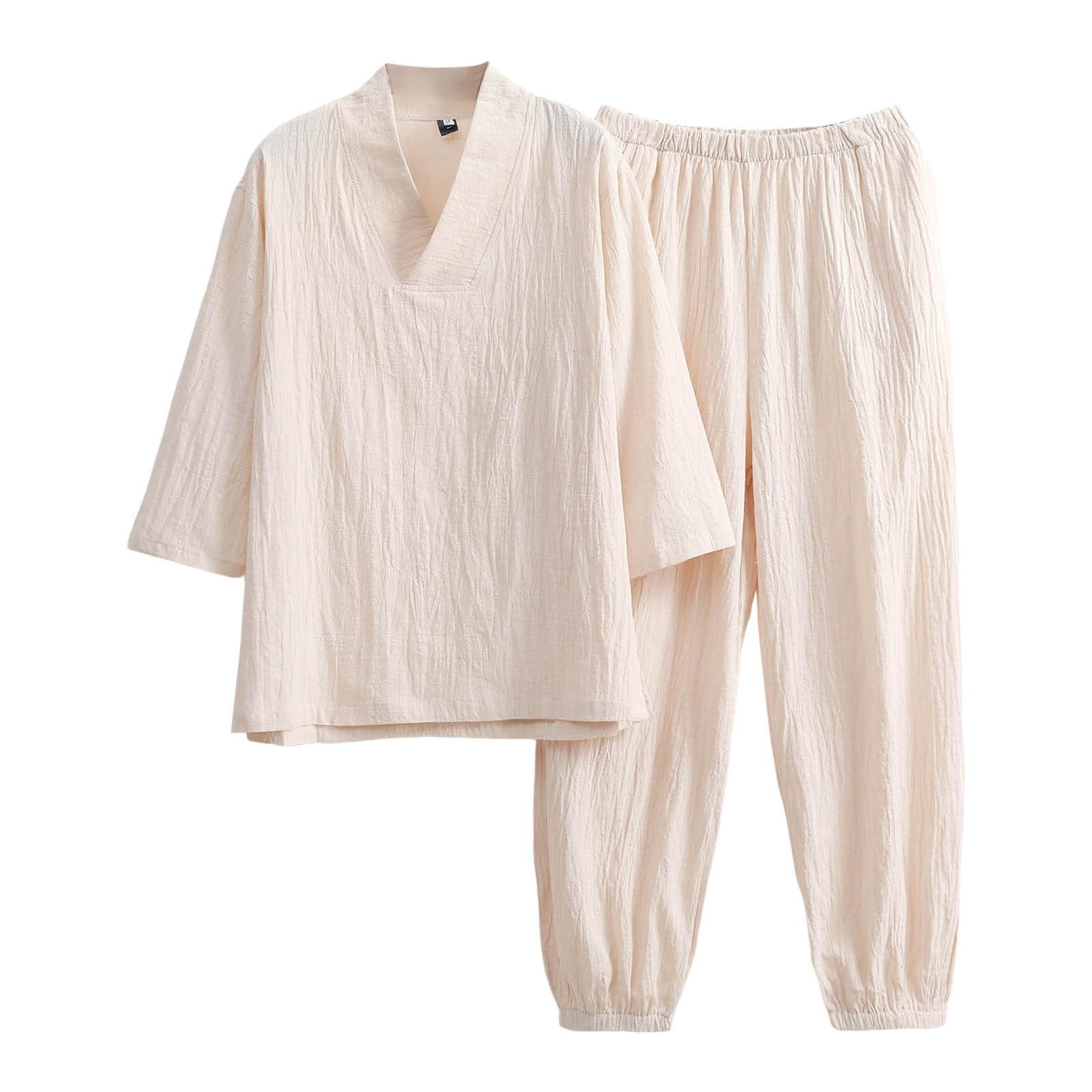 Bauzuoyo Combinaison En Lin Pour Homme - 2 Pièces - Tenue D'été