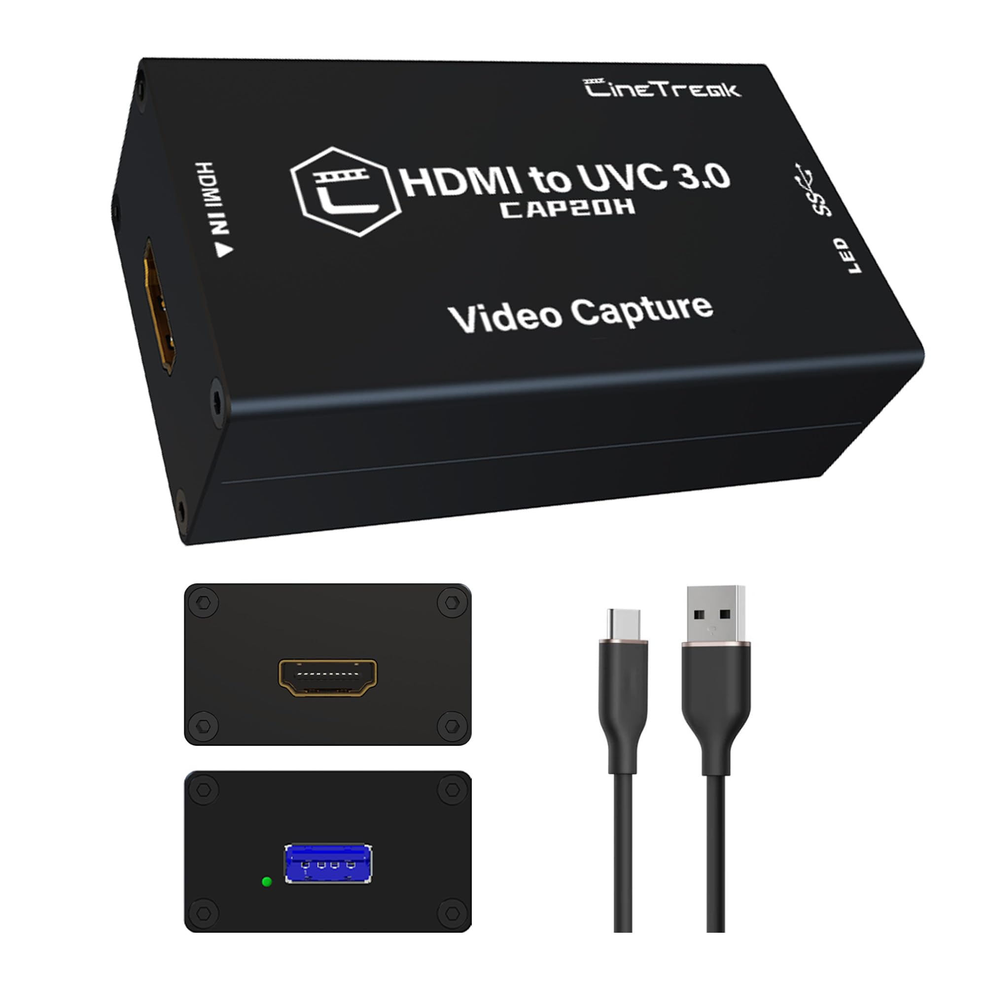 CINETREAK CAP20H - Captura de video HDMI a USB 3.0, tarjeta de captura de transmisión en vivo, captura de video sin comprimir 1080p60, salida 3D Lut PS5/PS4/OBS/PC