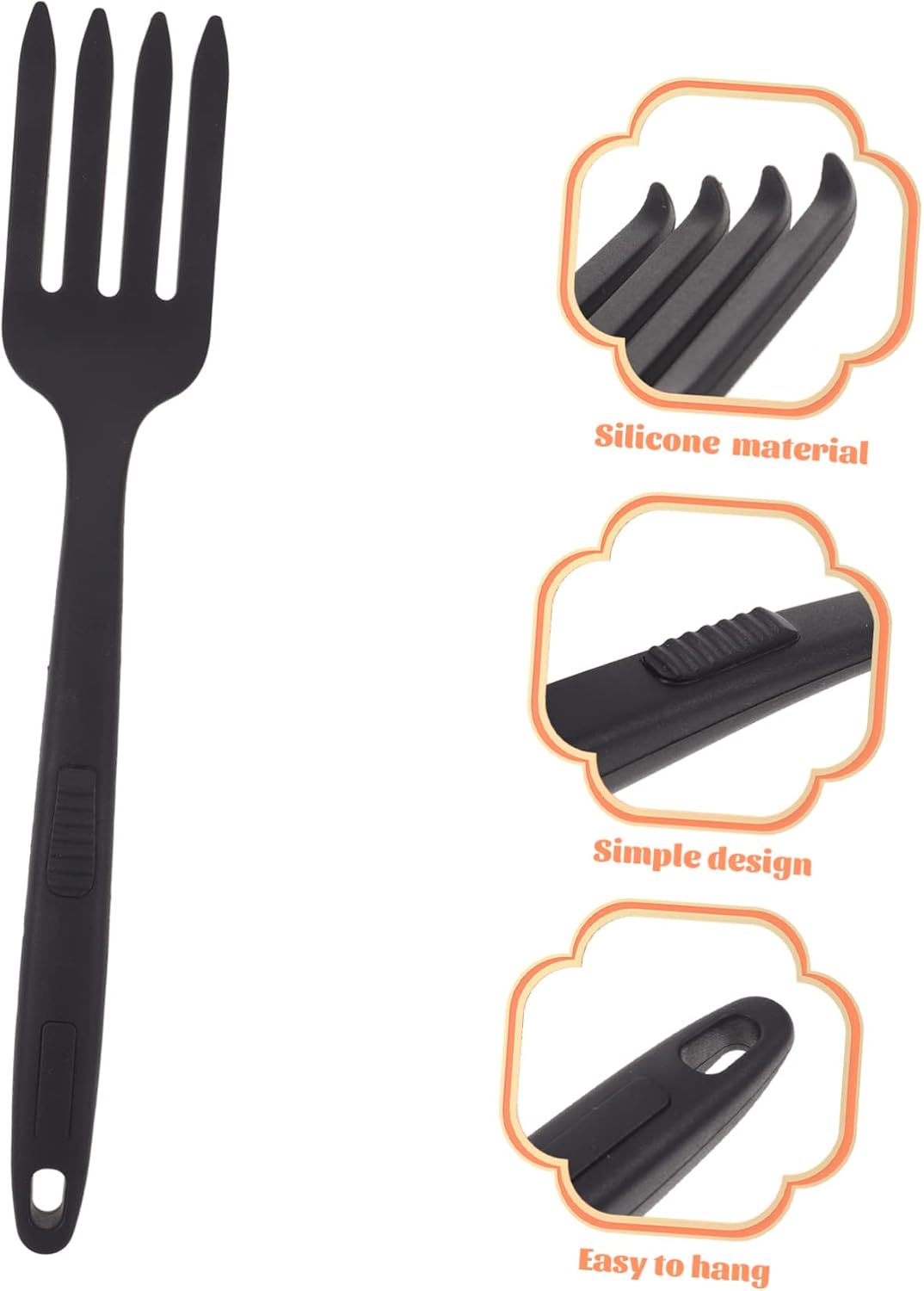 Large Silicone Cooking Fork for Pasta, Salad, and Noodles