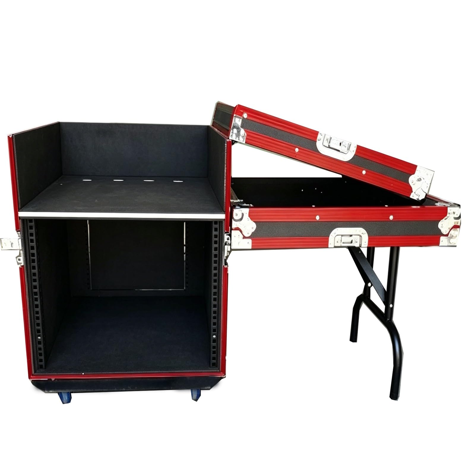 Stojak na meble PA Road Case Open Frame Studio Stojak na stół roboczy i kółkami do miksera audio, wzmacniacza i sprzętu scenicznego