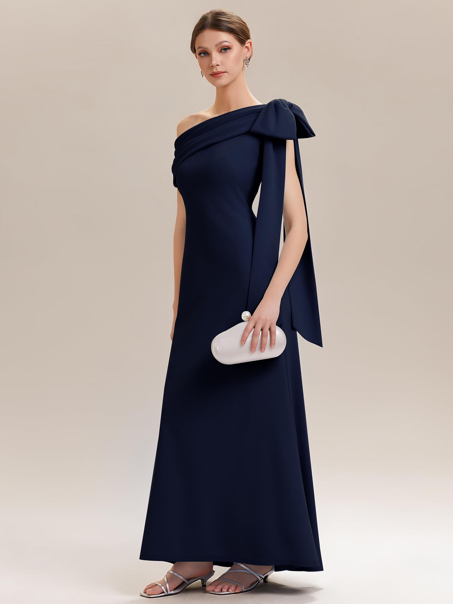 Ever-Pretty Robes d'invité de Mariage Encolure asymétrique sans Manche Tricot Maxi Robe Droite Rouge Foncé EG02632