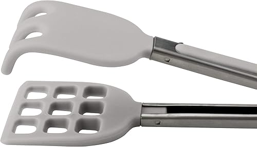 Miniatura 5 de Tovolo Mango de acero inoxidable antideslizante de fácil agarre, cabezales de silicona resistentes al calor, pinzas de cocina para cocinar waffles y