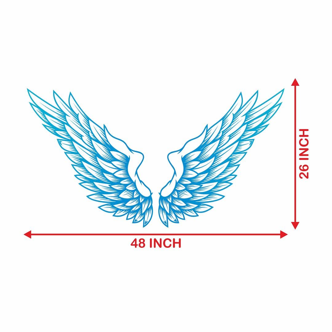 KREEPO Beautiful Sky-Blue Wings Wall Sticker for Home and Wall Decoration Size (26inchX 48inch) kr9 3