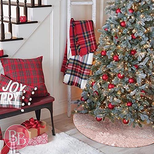Large Tree Skirt Rose Gold Sequin Tree Skirt 48 Inch Chritsmas Tree Decoration Sequin Xmas Tree Skirtings For Tree Holiday Party Ornament #TOP4