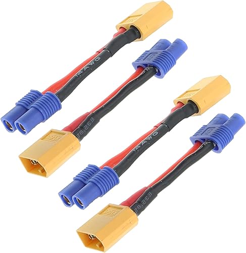 Miniatura 2 de Treehobby 4 unidades de enchufe EC3 hembra a macho XT60 conector adaptador cable compatible con RC coche, camión, barco, avión, batería Lipo,