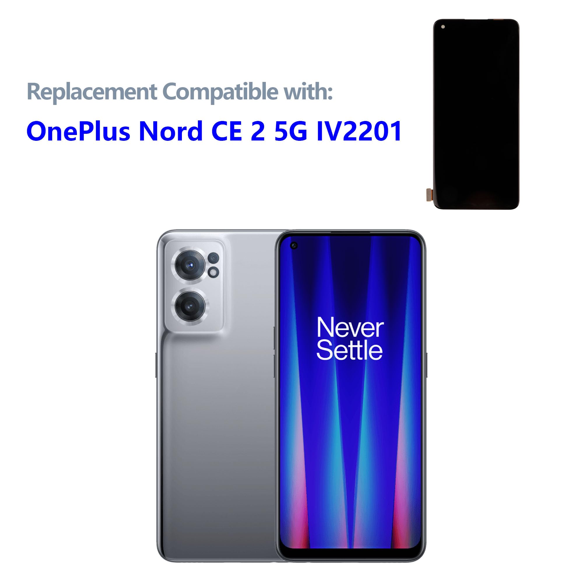 Écran LCD De Rechange Pour OnePlus Nord CE 2 5G - TFT IV2201 Avec Cadre, Sans Traces De Doigts, Kit Réparation Inclus - 6