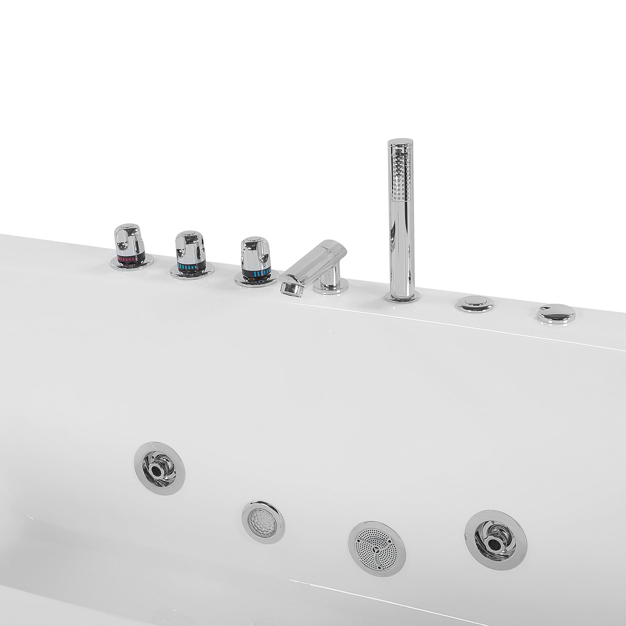 Baignoire Balnéo en Acrylique Blanc avec Fonction Hydromassage 2 Appui-Têtes et Éclairage LED intégré pour SPA à Domicile Beliani
