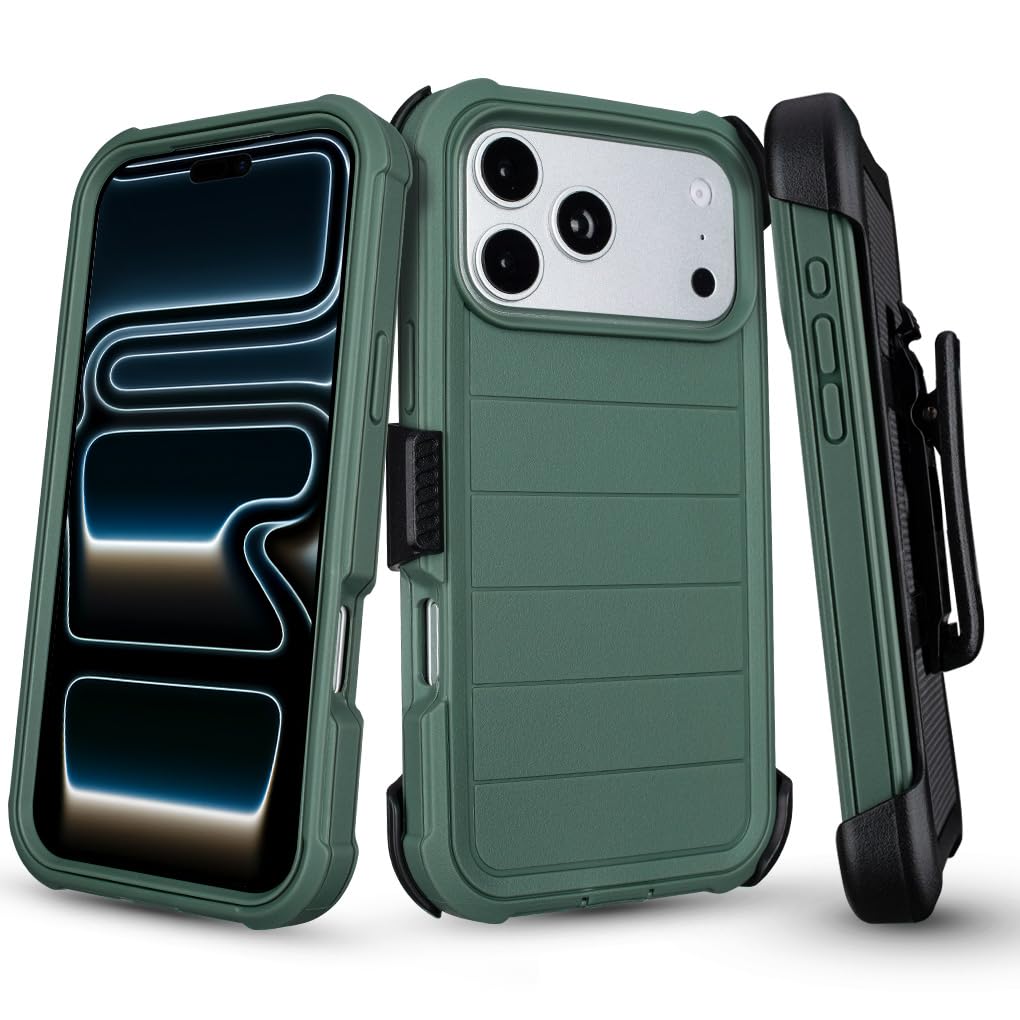 Defender - Custodia per iPhone 17 Pro Max con clip e cavalletto