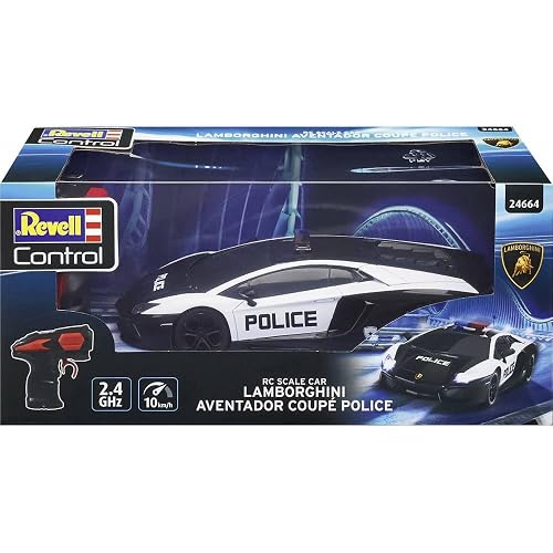 Revell- RC Scale Car Lamborghini Aventador Police, Mando a Distancia GHz para diestros/Zurdos