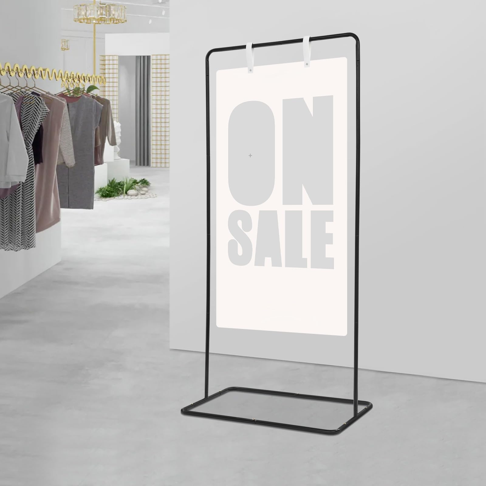 schwarzer Ständer für Hochzeitsschilder 80 × 50 × 175 cm verstellbar Willkommensschild unsere Hochzeit verstellbarer Ständer mit 2 schwarzen und 2 weißen Schnallen Hochzeitsfeiern