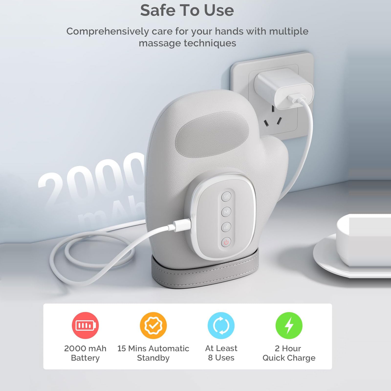 Massaggiatore Mani Hand Massager Senza Fili Ricaricabile Portatile Sollievo Dolore Calore 3 Modalità Massaggio 3 Livelli Riscaldamento 5 Intensità