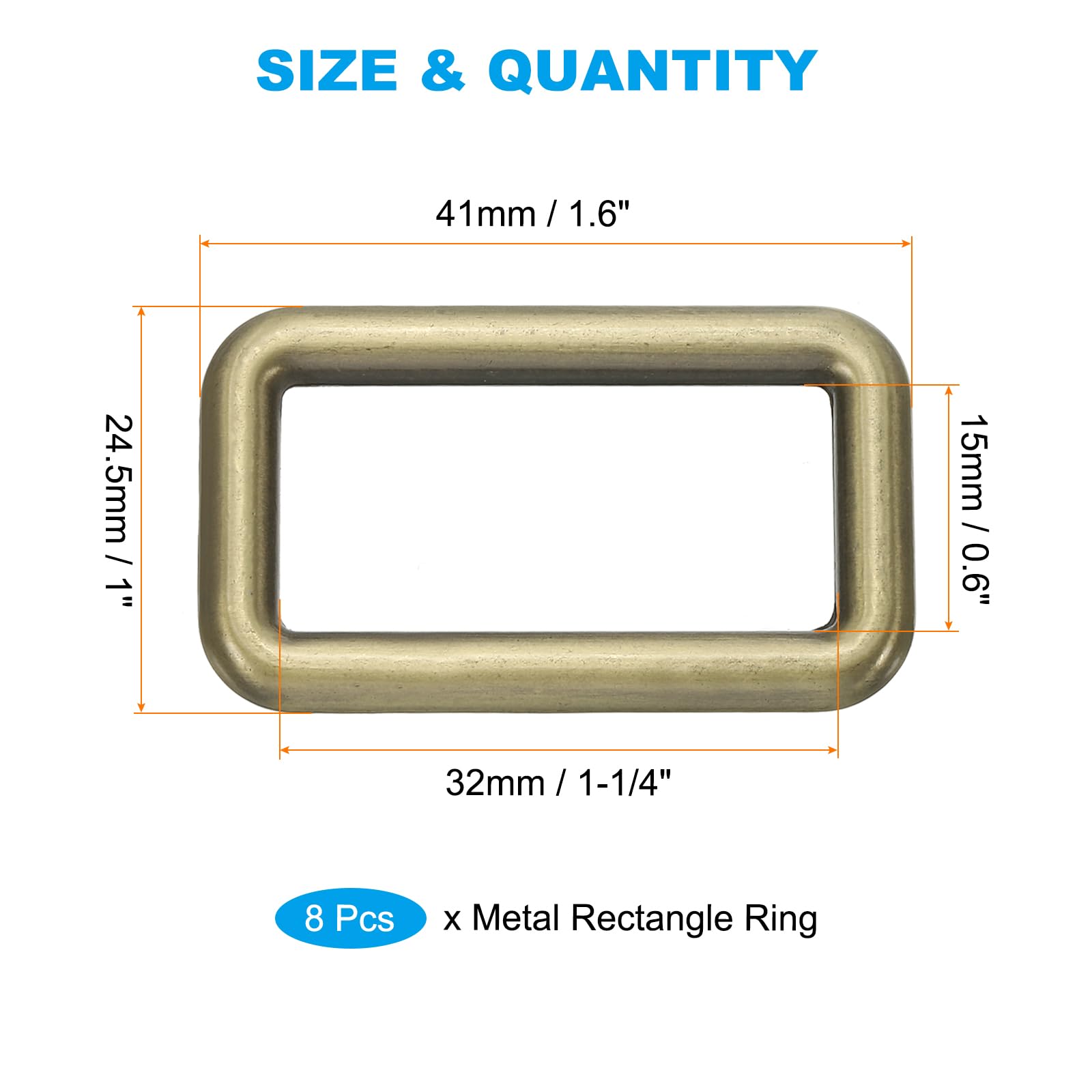 PATIKIL Flat Metal Rectangle Rings 1" / 25mm - Image 2