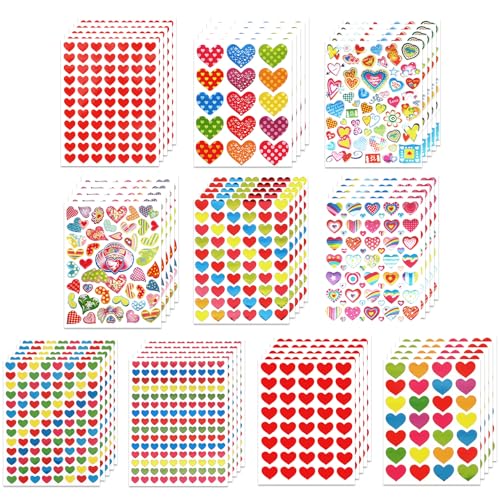 Heart Stickers 3140 Pcs Small Heart Sticker Bulk 50 Sheets Gilter Self Adhesive Love Sticker for Card Envelopes Gifts Craft Scrapbooking Wedding Mothers Day Valentines Day Party Decorations Favors