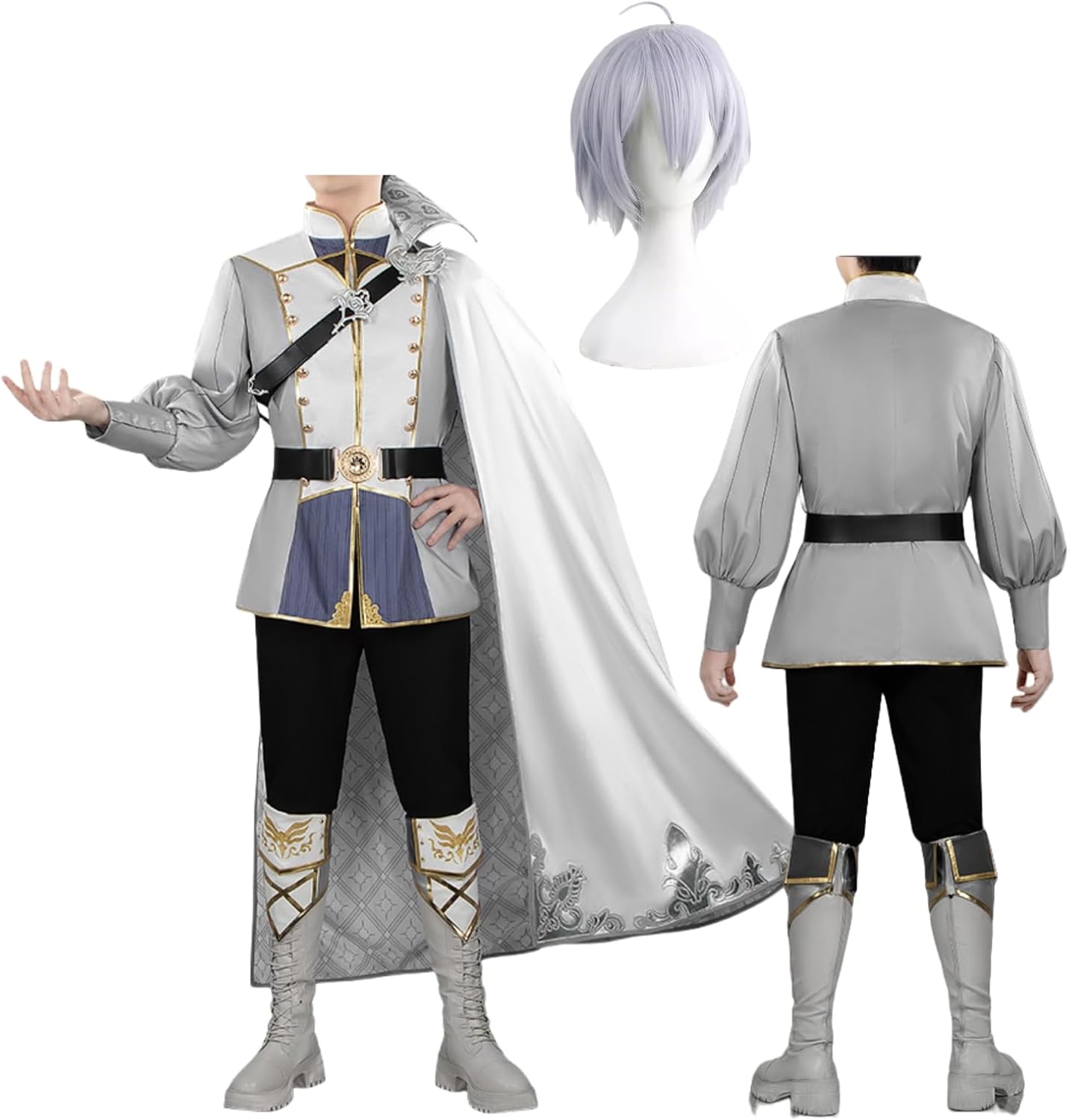 ツイステ風 [夜明けの甲冑] シルバー コスプレ衣装 髪飾り 小物付き