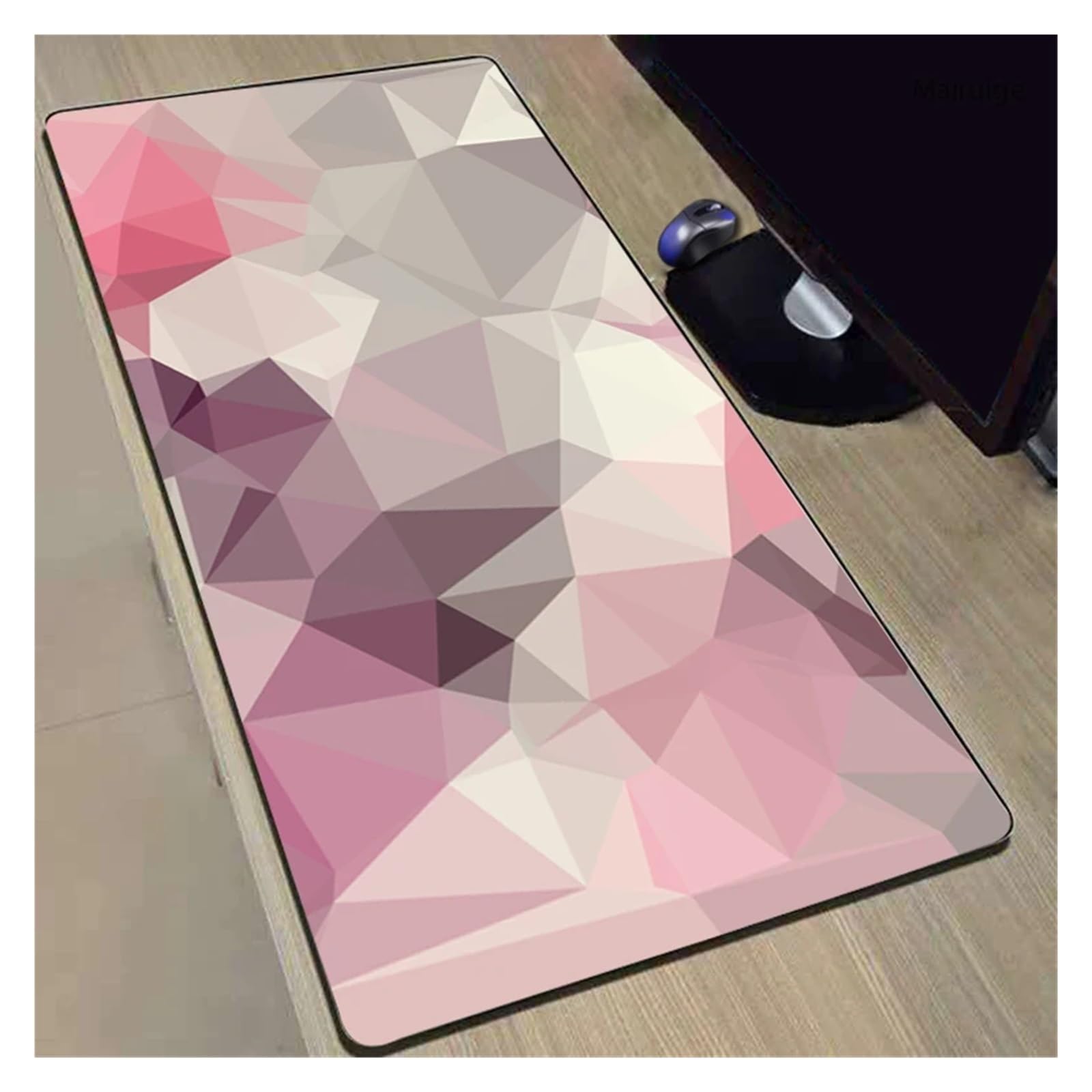 Mauspad, großes Schreibtischzubehör, rosa geometrische Figuren, Schreibtischunterlage, Computer-Mauspad, XXL-Büro-Deko-Schutzunterlage(400X900X5MM)