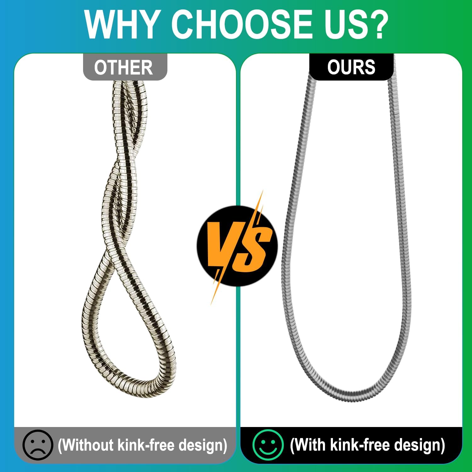 Enga Solid Brass High Pressure Hand Held Shower Wand Square Head with Adjustable Supply Elbow Wall Connector Shower Holder and Hose Set, Brushed Nickel