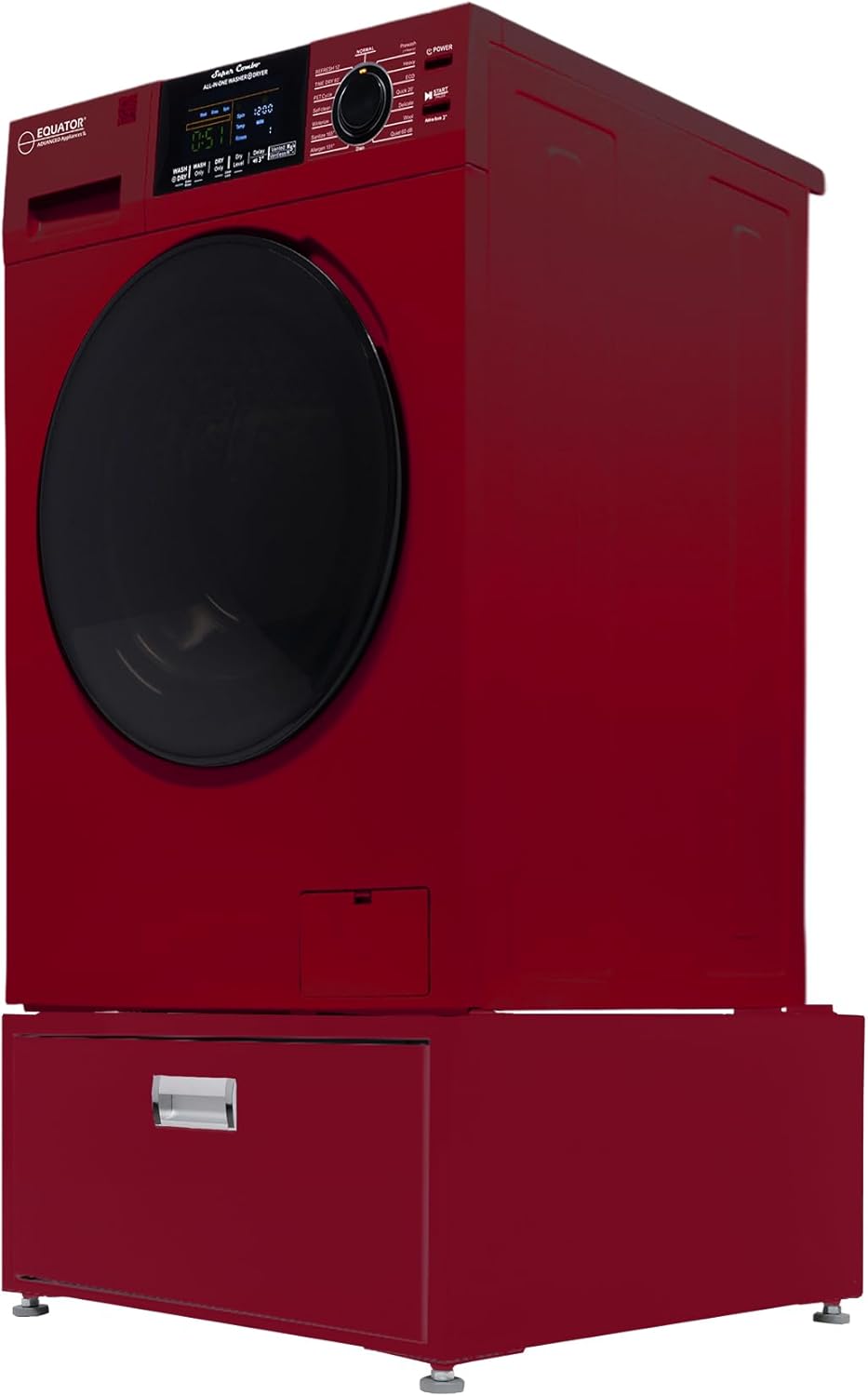 Equator 1.6cf 110V Vented/Ventless Sani Combo Washer Dryer Pet Cycle + Pedestal ADA Compliant (Merlot)